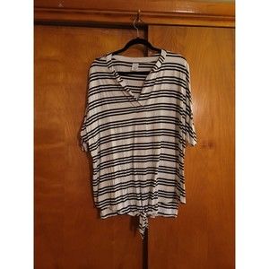 Black and White Striped Maternity Shirt
